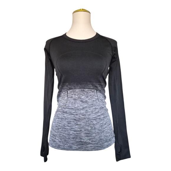 lululemon athletica Tops - Lululemon Swiftly Tech Long Sleeve Shirt Two Tone Black/Grey Size 4‎ Athleisure